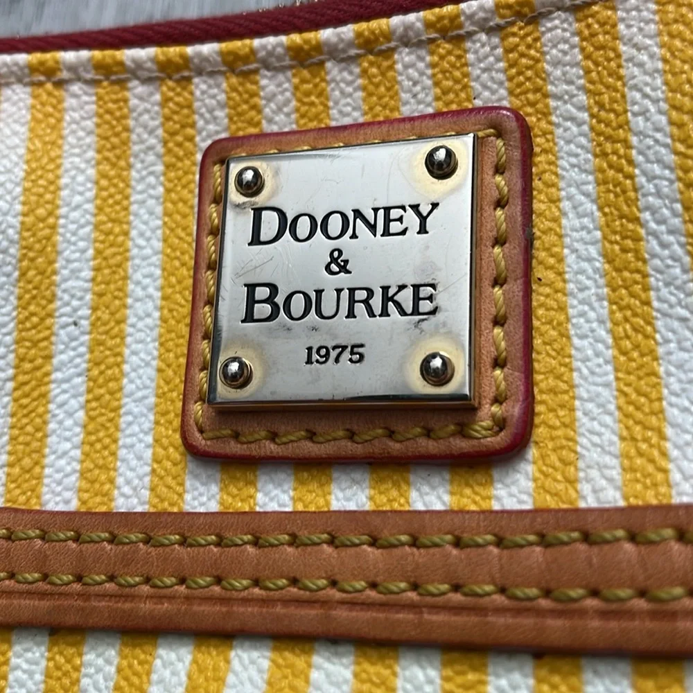 VTG 80s Dooney & Bourke Crossbody Bag Yellow & White Striped - Picture 2 of 11